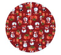 Merry Christmas Cute Snowman Print Thickened Christmas Tree Skirts,Suitable For Christmas Tree Holiday Party Decoration