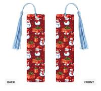 Merry Christmas Cute Snowman Print Wooden Bookmarks Beautiful Notebook Accessories for Men Women Book Lovers