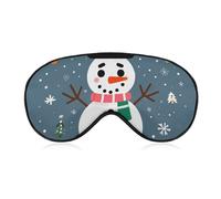 Merry Christmas Cute Snowman Sleep Mask for Women Men Side Sleeper Eye Cover with Adjustable Strap Soft Breathable Blackout Mask Slip-Free Deep Sleeping Travel Essentials