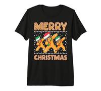 Merry Christmas Dabbing Gingerbread Men with Xmas Hats Premium T-Shirt