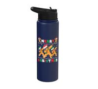 Merry Christmas Dabbing Gingerbread Men with Xmas Hats Stainless Steel Insulated Water Bottle