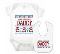 Merry Christmas Daddy Babygrow and Bib Double Pack (0-3MTHS, White)