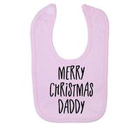 Merry Christmas Daddy Cotton Baby bib - Pastel Pink