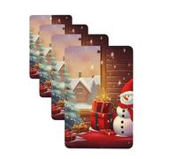 Merry Christmas Day Car Air Fresheners Cards 4 Pcs Hanging Fragrance Scented Cards Long-Lasting Car Aromatherapy Tablets for Wardrobe Bathroom Car Interior Mirror Pendant Gifts