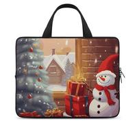 Merry Christmas Day Laptop Sleeve Ultra-Thin, Lightweight & Waterproof 15inch Laptop Bags, Durable Neoprene Material, Portable Protective Computer Bag with Hand Strap