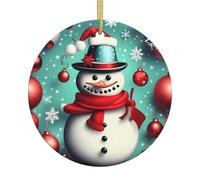 Merry Christmas Day Print Ceramic Christmas Tree Ornaments Festive Decor Gifts Baubles for Easy Hanging Xmas