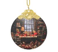 Merry Christmas Day Print Glass Round Pendant Christmas Ornament Personalized Fashion Xmas Tree Ornaments