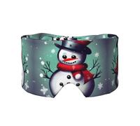 Merry Christmas Day Snowman Print Sleep Eye and Ear Muffs Mask - Adjustable Yoga Travel Headband, Keep Warm Shading Comfortable Aid