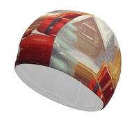 Merry Christmas Day Swim Cap for Adult, Elastic Fabric Swimming Cap, Comfortable Bathing Cap for Long & Short Hair