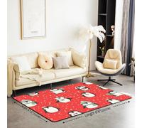 Merry Christmas Decor Carpet Area Rug 100*150cm Red Christmas Penguin Bedding Set for Snowflake Living Room Rugs for Bedroom Women Men Teens Ultra Soft Decor Cartoon Indoor Floor Mat All Season