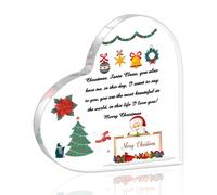 Merry Christmas Decorations Indoor Santa Claus Heart Shaped Acrylic Plaque Christmas Decorations for Home Room Farmhouse Christmas Sign Coworker Christmas Ornaments 4 x 4 Inch