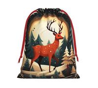 Merry Christmas Deer Print Eco-Friendly Gift Portable Bags Function Convenient Easy Clean Home Office Kitchen