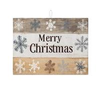 Merry Christmas Dish Drying Mats for Kitchen Counter, Rustic Snowflake Absorbent Mat, Winter Cozy Microfiber Drying Pad for Kitchen Bar Protector 18x24 Inch