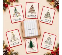 Merry Christmas DIY Embroidery Kit, 6-Piece Stitch Christmas Cards by Hand | Merry Tree String Art Greeting Card Making Set, Gift Card Stitching Kit Art Colorful Tree Decor for Holiday Handcraft Project