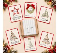 Merry Christmas DIY Embroidery Kit, 6-Piece Stitch Christmas Cards by Hand | Merry Tree String Art Greeting Card Making Set, Gift Card Stitching Kit Art Colorful Tree Decor for Holiday Handcraft Project