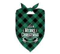 Merry Christmas Dog Bandana, Classic Green Buffalo Plaid Dog Scarf with Farmhouse Pattern, Adjustable Triangle Dogs Scarf, Christmas Party Pet Bandanas, Cute Puppy Bandana Fancy