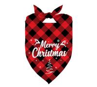Merry Christmas Dog Bandana, Classic Red Plaid Pet Scarf with Moose Pattern, Holiday Bandana for Small Medium Dog Cat, Triangle Pet Scarf, for Pets
