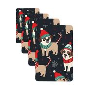 Merry Christmas Dog Car Air Fresheners Cards Set of 4 Pieces Personalized Car Fresheners Gifts for Men Women Auto Aromatherapy Tablets Hanging Scented Cards for Wardrobe Bathroom