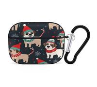 Merry Christmas Dog Earbuds Organizer Shockproof Protective Airpods Pro Cover with Carabiner Clip Anti Fall Carrying Earphone Case Cover for Airpods Pro 2nd Generation Black