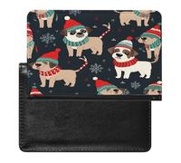 Merry Christmas Dog Passport Holder Cover Leather Passport Wallet RFID Blocking Travel Wallet Documents Organizer Passport Protector Passport Cover for Men&Women