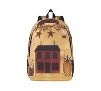 Merry Christmas Dog Travel Backpack for Women Men Carry On Backpack 15.6inch Laptop Backpacks Weekender Bag, Beige Brown House and Fruit, Medium