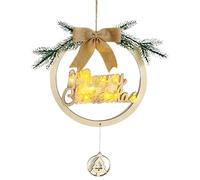 Merry Christmas Door Sign - Wooden Plate Door Sign for Christmas | Welcome Front Round Wood for Porch, Restaurant, Apartment