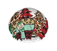 Merry Christmas Double Layered Shower Cap For Women Reusable Suitable For Bathing Spa