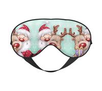 Merry Christmas Double Sided Sleep Mask, Adjustable Blackout, Silk-Like Eye Mask for Sleeping,Travel, Soft, Breathable, Lightweight Comfortable Blindfold