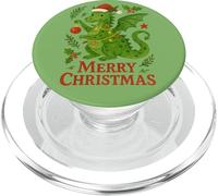 Merry Christmas Dragon Surrounded by Festive Holiday Magic PopSockets PopGrip for MagSafe