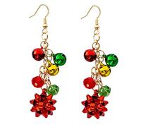 Merry Christmas Earrings Christmas Jingle Bell Tinkle Bell Statement Earrings Xmas Bell Beaded Drop Dangle Earrings for Women Holiday Festival Jewelry Gift, M, Metal, No Gemstone