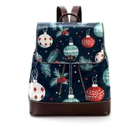 Merry Christmas Elements Xmas Baubles Pattern Women Backpack, Small Travel Flap Rucksack Handbag Causal Daypack for Ladies Girls