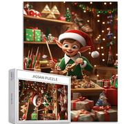 Merry Christmas Elf 1000 Piece Jigsaw Puzzles for Adults Santa's Workshop Art Jigsaw Puzzle Challenging Family Activity Games Colorful DIY Craft Puzzle for Home Decor Gifts 20×27 Inches