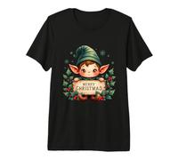 Merry Christmas Elf Cute Holiday Character Holly Decor Premium T-Shirt