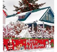 Merry Christmas Extra Large Banner Decoration Snowman Santa Claus Reindeer Gifts Box ChristmasTree Red Xmas Banners for Wall New Year Eve Party Photo Background Sign Indoor Outdoor, 50 x 300cm