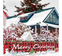 Merry Christmas Extra Large Banner Decoration Snowman Snowfield Red Buffalo Check Plaid Christmas Tree Xmas Banners Sign for Wall Yard New Year Eve Party Indoor Outdoor, 50 x 300cm