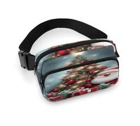 Merry Christmas Fanny Pack Belt Bag with Adjustable Strap Fashion Waist Bag for Outdoor Sports Hiking, white, 20x13cm, Full Printed Waist Bag