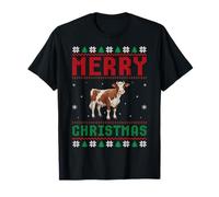 Merry Christmas Farm Animals Cow Lover Ugly Style Xmas T-Shirt
