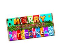 Merry Christmas father in law Chocolate Bar Gift Wrapper Gift Present For lover husband wife boyfriend girlfriend friend mate relative (#1458) (with chocolate bar)