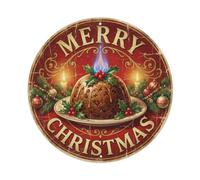 Merry Christmas Festive Fruit Pudding Metal Tin Sign