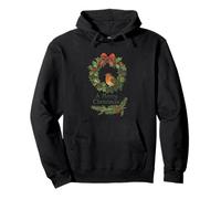 Merry Christmas Festive holiday robin in holly wreath Pullover Hoodie