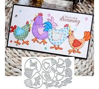Merry Christmas Four Chickens Metal Die Cuts,Spring Sunflower Frame Leaf Cutting Dies Cut Stencils for DIY Scrapbooking Album Decorative Embossing Paper Dies for Card Making