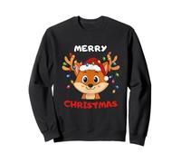 Merry Christmas Fox with Santa Hat & Lights | Cute Holiday Sweatshirt