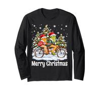 Merry Christmas Frog Toad Riding A Bike Christmas Costume Long Sleeve T-Shirt