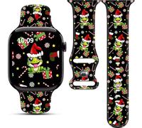 Merry Christmas Frog Watch Band Compatible with Apple Watch Band Women Holiday 42mm 44mm 45mm 46mm 49mm iPhone iWatch Replacement Band for Series 10 9 Ultra 8 7 6 5 4 3 2 1 SE