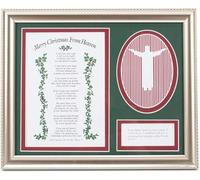 Merry Christmas from Heaven Elegant Frame - Religious Memorial Bereavement Sympathy Poem in a Antique Silver/ Pewter Patina Picture Frame 8"x10" -