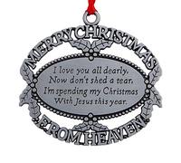 Merry Christmas From Heaven Ornament by Merry Christmas From Heaven | Pewter Inspirational Bereavement Christmas Ornament with Poem Gift of Comfort for Funeral or Memorial