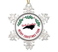 Merry Christmas From North Carolina Christmas Ornaments North Carolina Christmas Wreath Christmas Decorations USA North Carolina State Novelty Metal Snowflake Ornaments