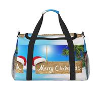 Merry Christmas Full Print Travel Duffle Bag with Adjustable Shoulder Strap,Large Capacity Twill Polyester Crossbody Bag for Gym,Weekend Trips Outdoor Activities