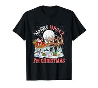 Merry Christmas Funny Drunk Santa Drinking Wine On Sleigh T-Shirt