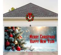 Merry Christmas Garage Door Banner Decorations,Large Outdoor Hanging Backdrop Christmas Garage Door Cover for Home New Year Xmas Party Wall Background Decorations(D,7 x 8 ft)